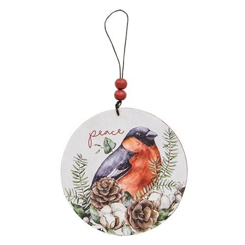 3/Set Round Wooden Winter Bird Ornaments