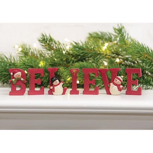 7/Set Resin "Believe" Letters With Snowmen