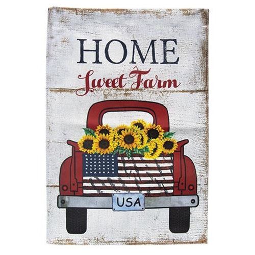 Home Sweet Farm Red Truck Garden Flag