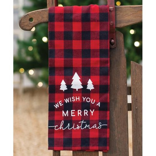 Red Buffalo Check Merry Christmas Towel