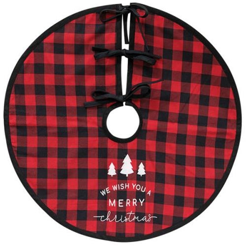 Red Buffalo Check Merry Christmas Tree Skirt