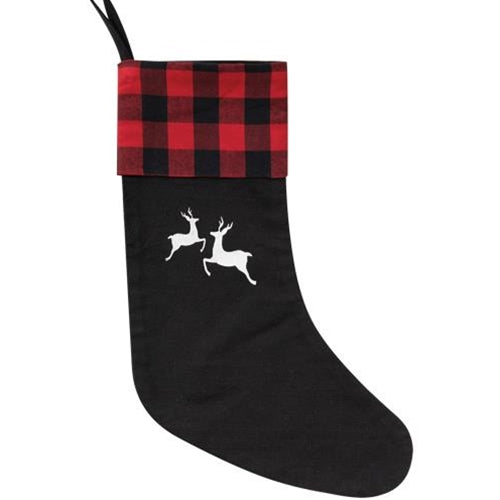 Red Buffalo Check Reindeer Stocking