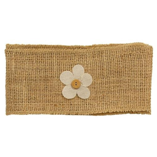 Burlap Button Flower Ribbon