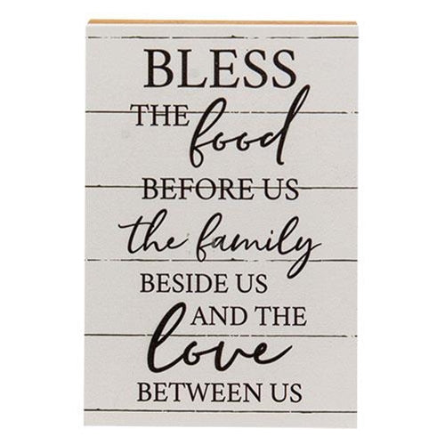 Bless the Food  Shelf Sitter 5.5" x 8"