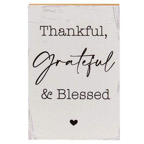 Thankful Grateful & Blessed Shelf Sitter 5.5" x 8"