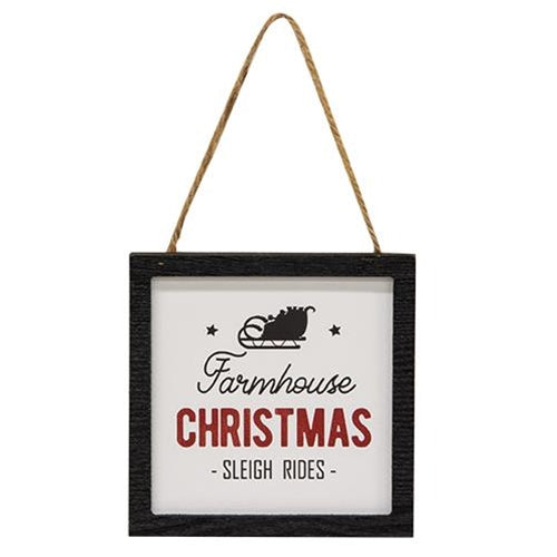 Farmhouse Christmas Sleigh Rides Framed Ornament