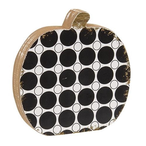 Black & White Polka Dot Wooden Pumpkin