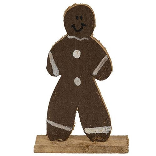 Rustic Wood Baby Gingerbread Man on Base