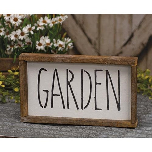 Garden Stenciled Rustic Wood Framed Sign