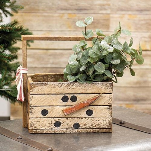 Rustic Lath Snowman Tote