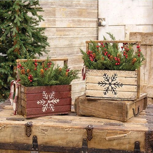 Rustic Lath Snowflake Tote 2 Asstd.