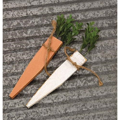 White or Orange Large Rustic Wood Carrot 2 Asstd.