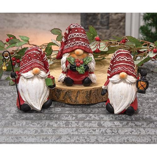 Resin Holiday Gnome Figure 3 Asstd.