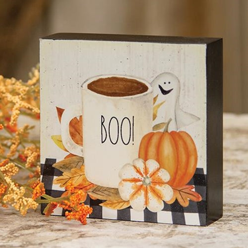 Boo Mug Ghost & Pumpkins Block