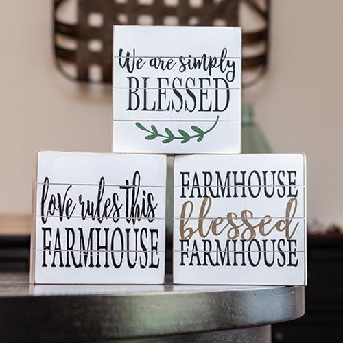 Farmhouse Shiplap Box Sign 3 Asstd.