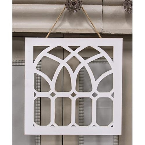 Distressed White Cathedral Window Hanger