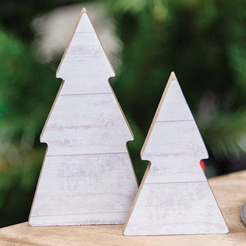 Set/2 White Shiplap Trees