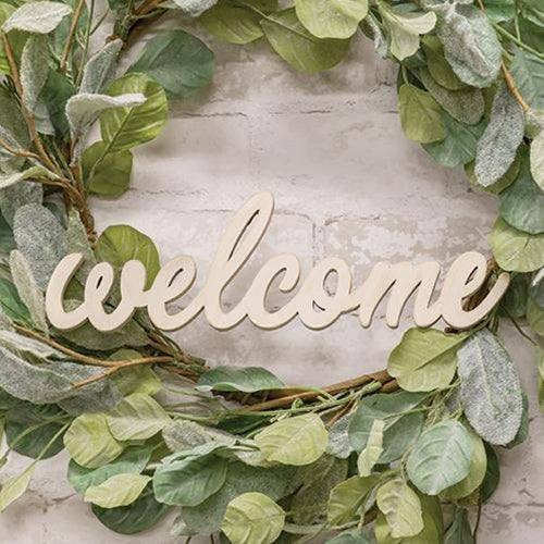 Hanging Ivory Script Welcome Sign