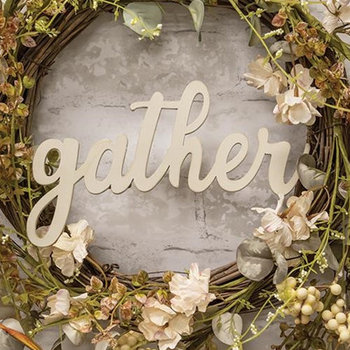 Hanging Ivory Script Gather Sign