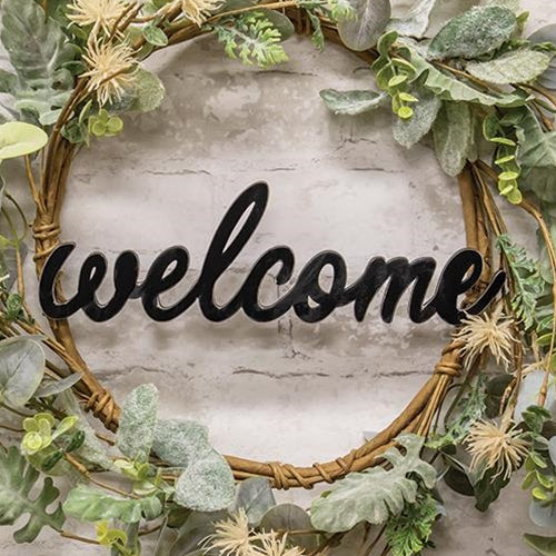 Hanging Black Script Welcome Sign