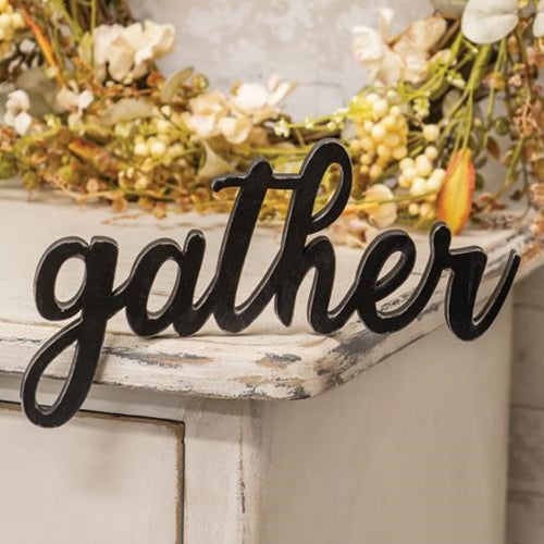 Hanging Black Script Gather Sign