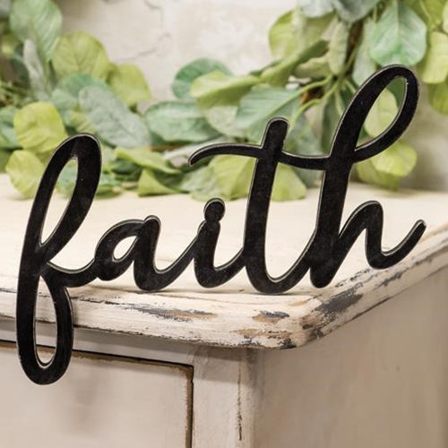 Hanging Black Script Faith Sign