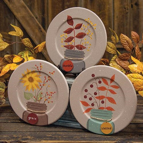 Fall Mason Jar Tag Plate 3 Asstd.