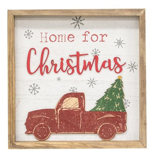 Home For Christmas Distressed Wooden Frame Sign