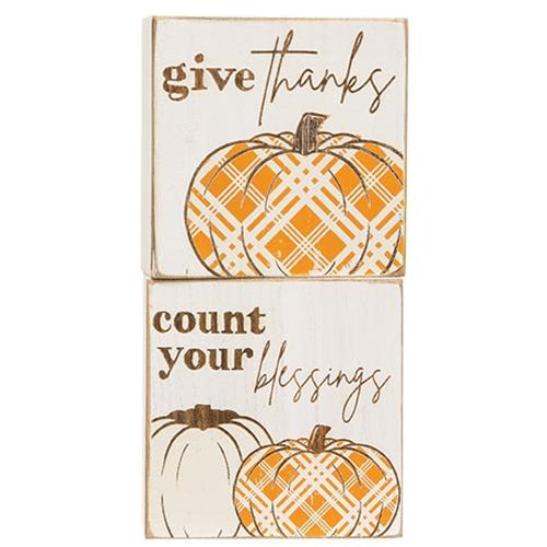 Give Thanks Plaid Pumpkin Block 2 Asstd.