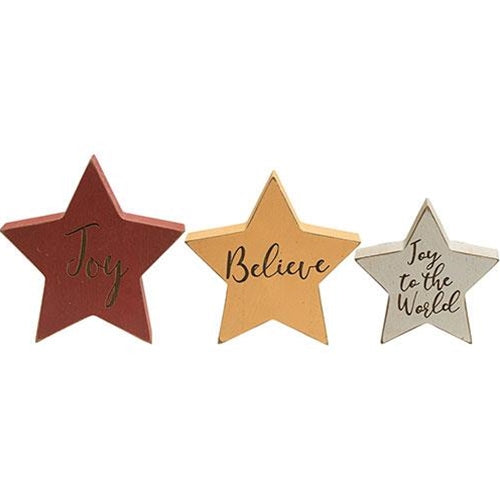 3/Set Reversible Christmas Words Chunky Star Sitters