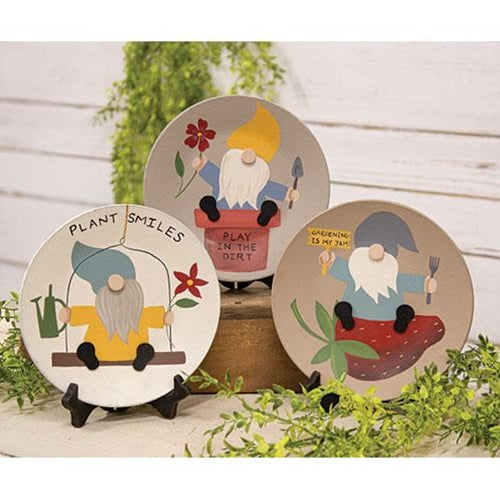 Gardening Gnome Plate 3 Asstd.