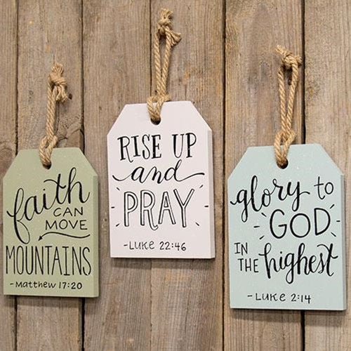 Faith Hanging Wooden Tag 3 Asstd.