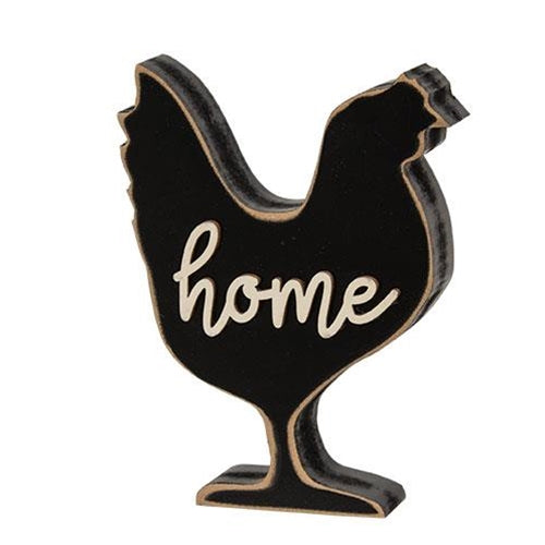 Home Distressed Black Chicken Sitter