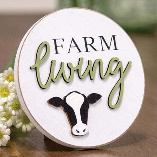 Farm Living Round Easel Sign