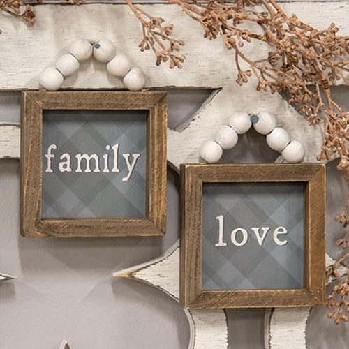 Love or Family Beaded Plaid Mini Frame 2 Asstd.