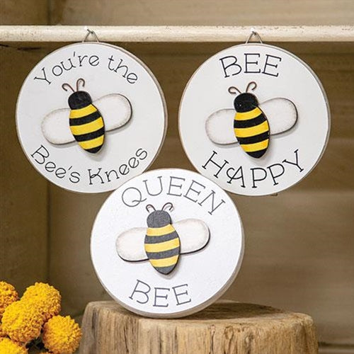 Queen Bee Mini Round Easel Sign 3 Asstd.