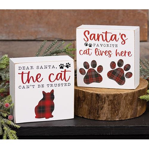 Santa's Favorite Cat Box Sign 2 Asstd.