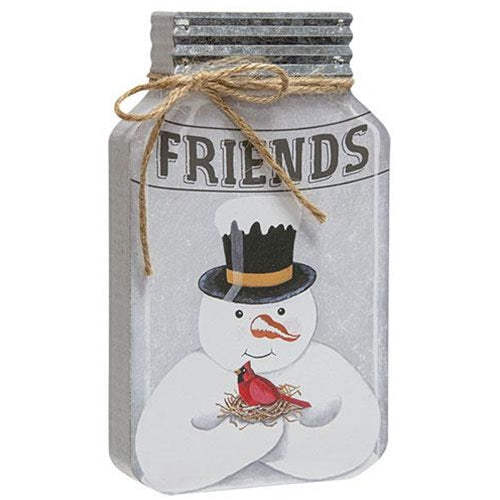 Friends Snowman Chunky Mason Jar Sitter