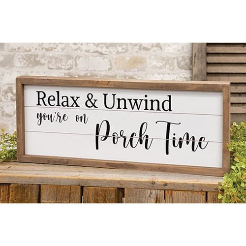 On Porch Time Framed Shiplap Sign