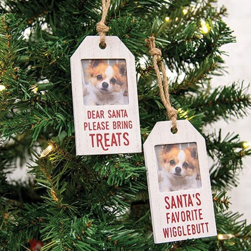 Santa's Favorite Wigglebutt Photo Tag Ornament 2 Asstd.