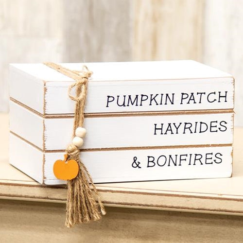 Pumpkin Patch Stacked Wooden Books