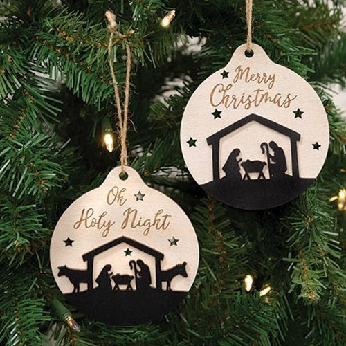 Oh Holy Night Silhouette Bulb Ornament 2 Asstd.