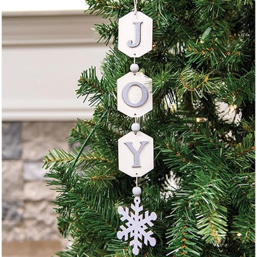 Joy Wooden Tag & Snowflake Garland