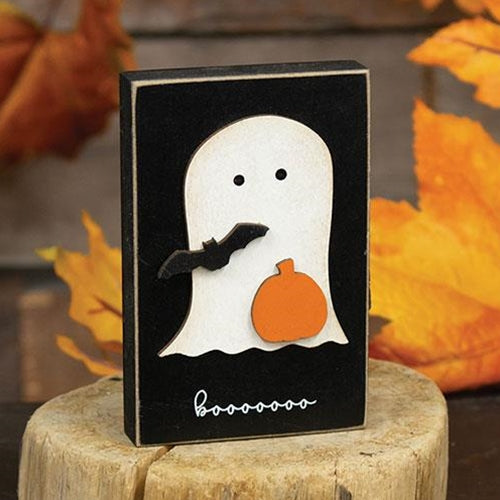 Boooo Pumpkin & Bat Ghost Block