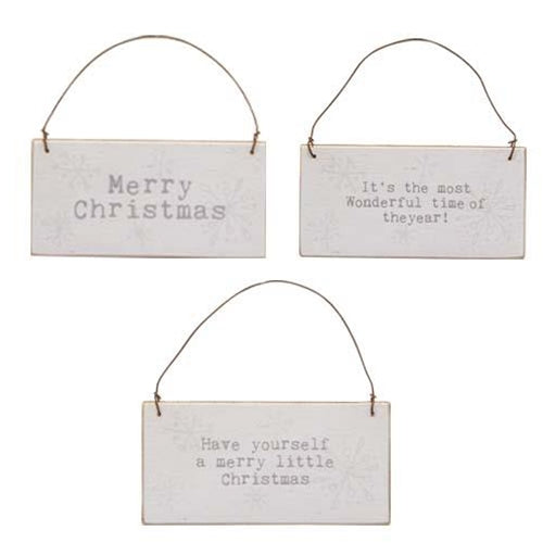 Merry Christmas Words Mini Snowflake Sign Ornament 3 Asstd.