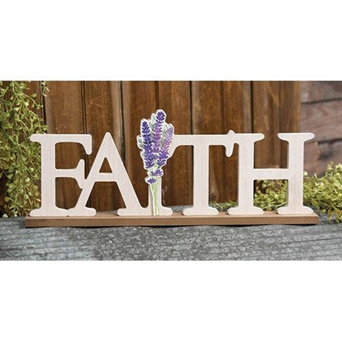 "Faith" & Lavender Wooden Cutout Sitter