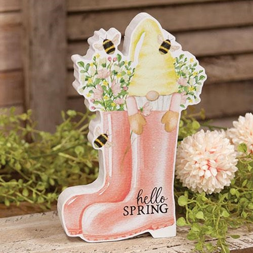 Hello Spring Gnome in Boots Chunky Sitter