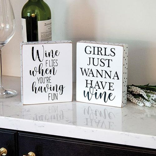 Wine Flies When You're Having Fun Box Sign 2 Asstd.