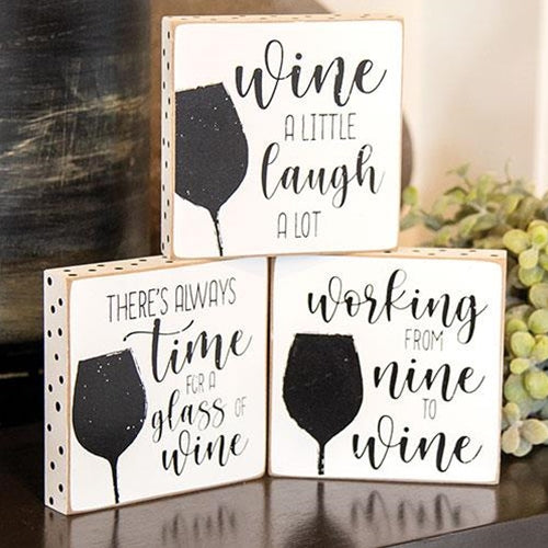 Always Time For Wine Polka Dot Square Block 3 Asstd.