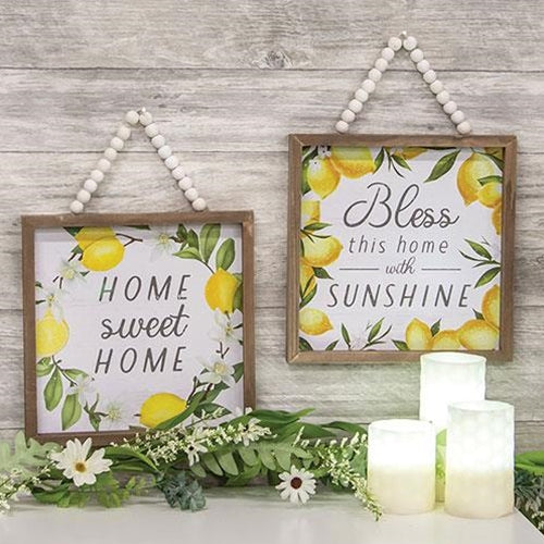 Home Sweet Home Lemons Beaded Framed Sign 2 Asstd.